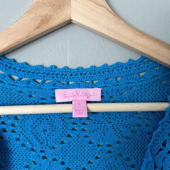 Lilly Pulitzer Blue Crochet Pom Pom Long Sleeve Sweater - Picture 7 of 7